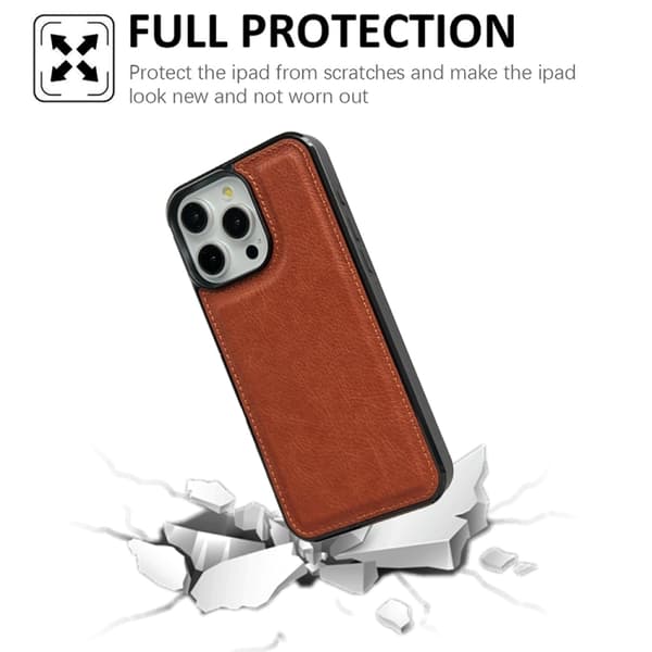 iPhone 16 Pro Cowhide Textur Skal - Elegant och Hållbar Mobilskydd Brun