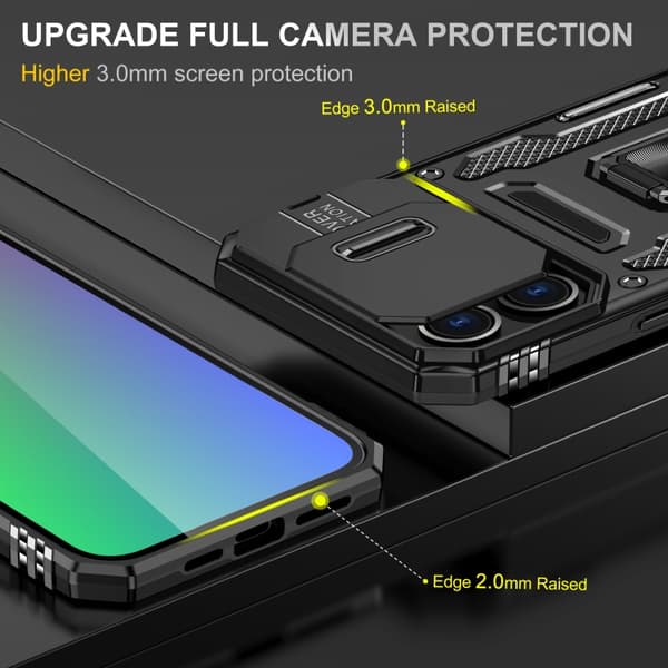iPhone 16 Pro Skal med Armor PC + TPU Kameraskydd Svart