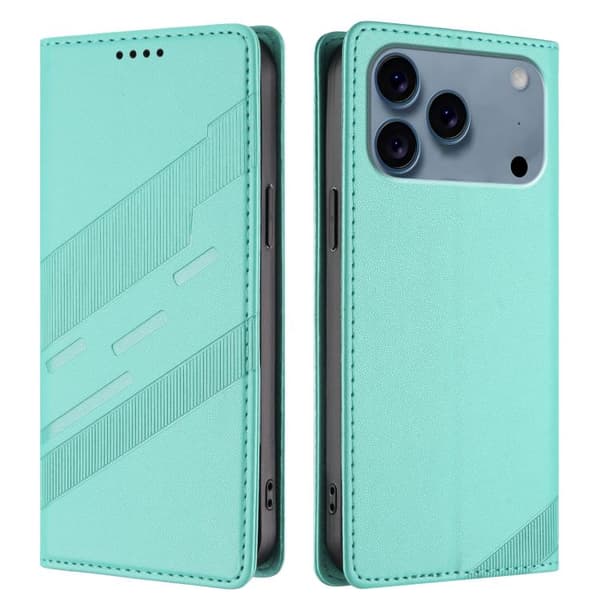 iPhone 18 Pro Max / iPhone 17 Pro Max Skal läderfodral - Prägad Multifunktionell Plånbok - Retro Läder Mintgrön