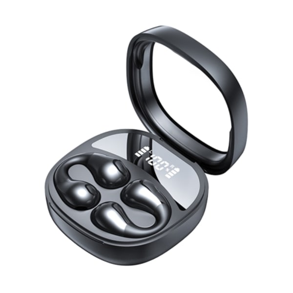 JR01 Transparent Capsule Smart Digital Display Ear-hook Bluetooth-hörlurar Svart