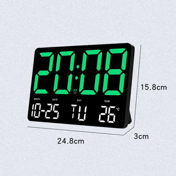 Stor display LED digital klocka 5 lägen Ljusstyrka justerbar Temperatur Stum elektronisk klocka (Western Red Double Color)