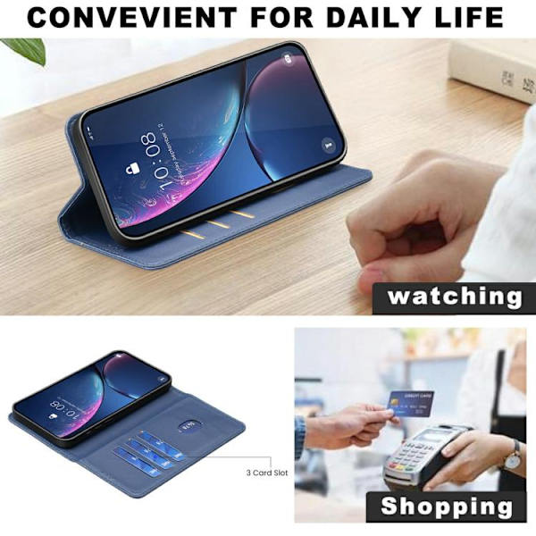 iPhone 17 Pro Skal Läderfodral Blå