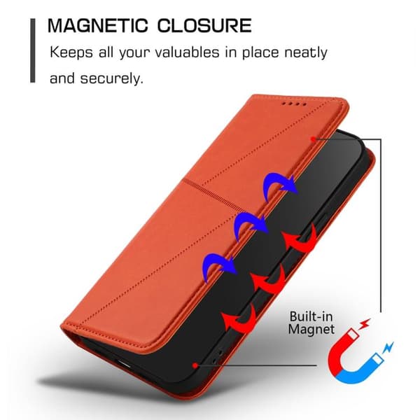 iPhone 18 Pro Max / iPhone 17 Pro Max Skal Läderfodral med Stark Magnet och Frostad Yta Orange