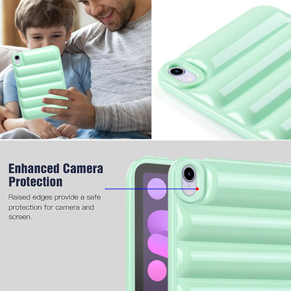 iPad mini 2024 / mini 6 Skal med Eiderdown Kudde - Stötsäker Tablet Case Grön