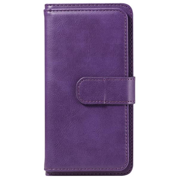 iPhone 18 Pro / iPhone 17 Pro Skal läderfodral med multifunktion och 10 kortfack Violett