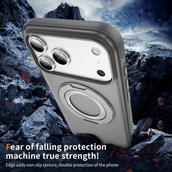 iPhone 17 Pro Max Skal - Translucent PC Gear Holder med C MagSafe Ljusgrå+Grå