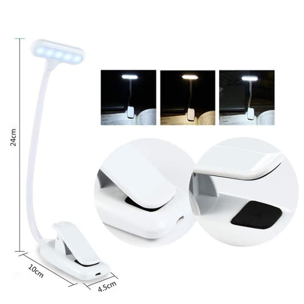 8021 Mini Bokklämma Ljus LED Noter Ögonskydd Läslampa (Vit)