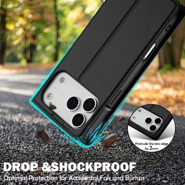 iPhone 18 Pro / iPhone 17 Pro Skal - LC.IMEEKE L1 Series med Frostad Fin Textur av PU Svart