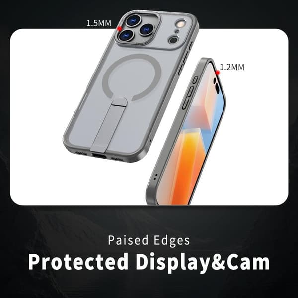 iPhone 18 Pro / iPhone 17 Pro Star Shine Series TPU + PC MagSafe Skal med Fällhållare Grå