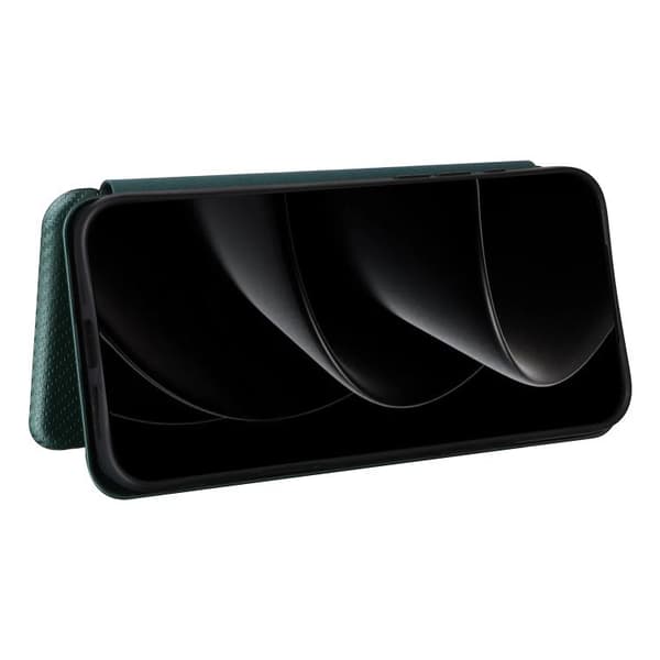 iPhone 18 Pro Max / iPhone 17 Pro Max Skal läderfodral med kolfibertextur Grön