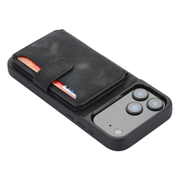 iPhone 18 Pro Max / iPhone 17 Pro Max Skal med RFID-skydd och PU-kortficka Svart