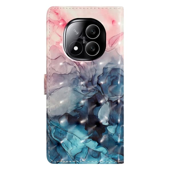 Redmi Note 14 Pro 5G - 3D Mönster Läder fodral 3D Rosa Blå Marmor