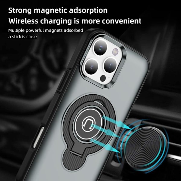 iPhone 16 Pro Ring Holder Magnetisk Skal Grå