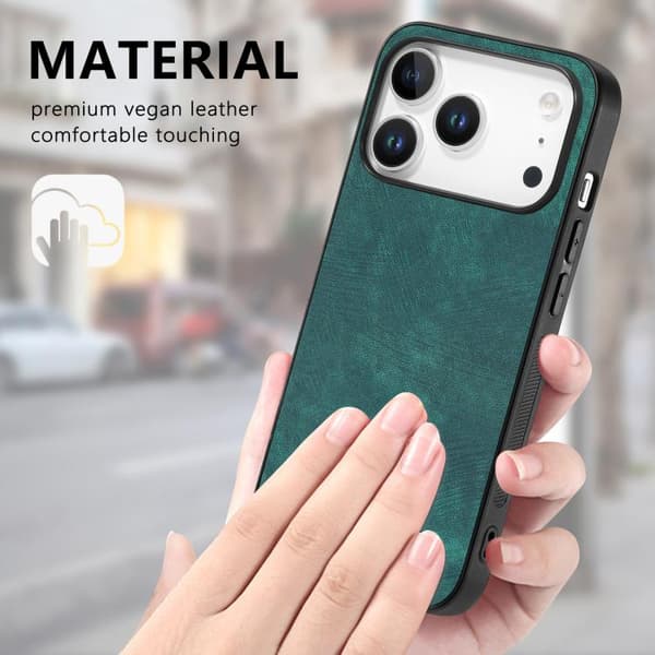 iPhone 18 Pro Max / iPhone 17 Pro Max Vintage Läder PC Bakskydd Skal Grön
