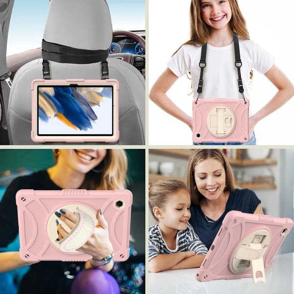 Samsung Galaxy Tab A8 10.5 (2021) Rotationsskydd i silikon + PC Roséguld
