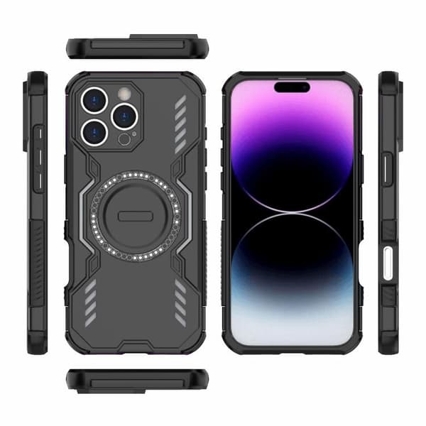 iPhone 16 Pro Max Butterfly Armor MagSafe Magnetisk Ring Stötsäker Skal Svart