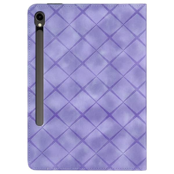 Samsung Galaxy Tab S10/S9 FE Rhombus Prägad Läderfodral Lila