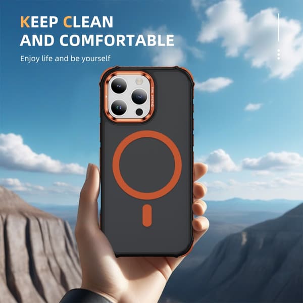 iPhone 16 Pro Rainbow Series Skal med MagSafe Linshållare Orange