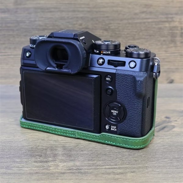 För FUJIFILM X-T5 1/4 tums gänga PU läder kamerahalfodral bas Grön