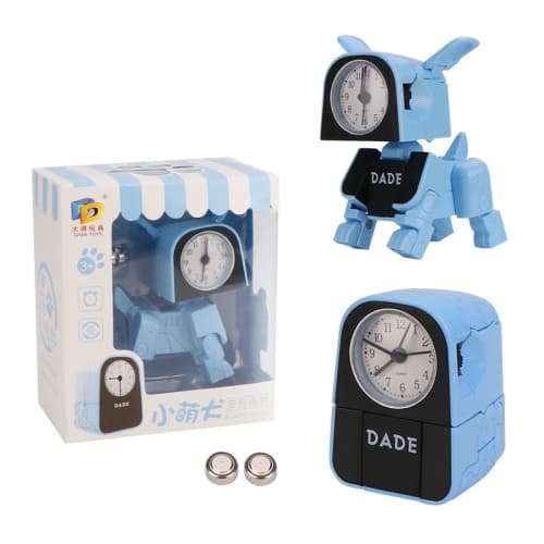 Mini Manuell Barn Deformation Alarm Klocka Robot Leksak (Blå)