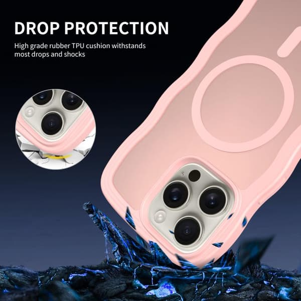 iPhone 16 Pro Max Skal med Vågtextur och MagSafe Rosa