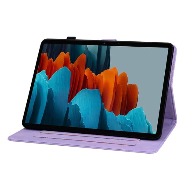 Samsung Galaxy Tab S7/S8 Lily Prägad Läderfodral Lila