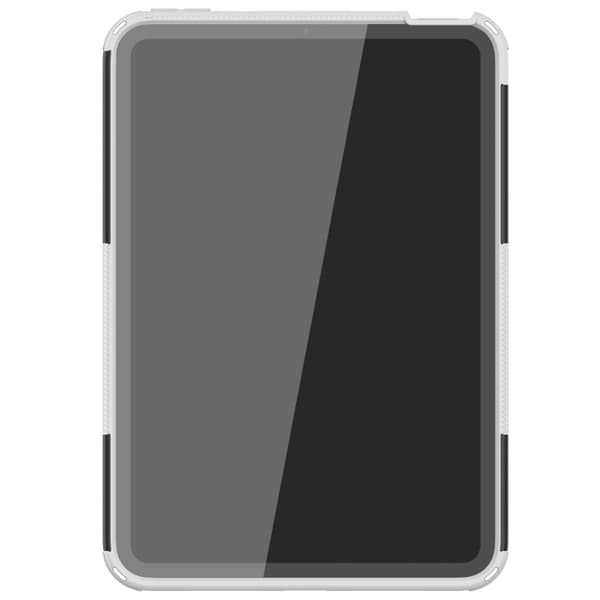 iPad mini 6 / mini 2024 Skal med Däcktextur TPU + PC Stötsäker Tablet Case med Ställning Vit