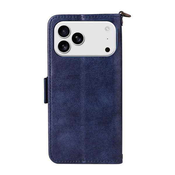 iPhone 18 Pro Max / iPhone 17 Pro Max Skal läderfodral med flera kortfack - nötköttsläder Blå