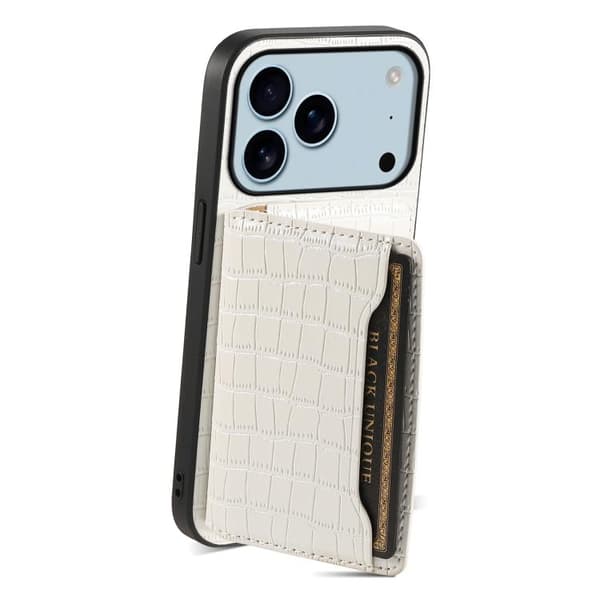 iPhone 18 Pro Max / iPhone 17 Pro Max Skal med Krokodiltextur och Fullt Skyddande Design Vit