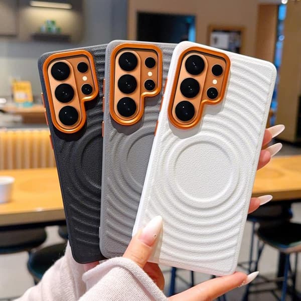 Samsung Galaxy S26+ / S26 Plus 5G Skal Fodral med Armor Wave Textur Magnetisk Stötsäker Design Grå