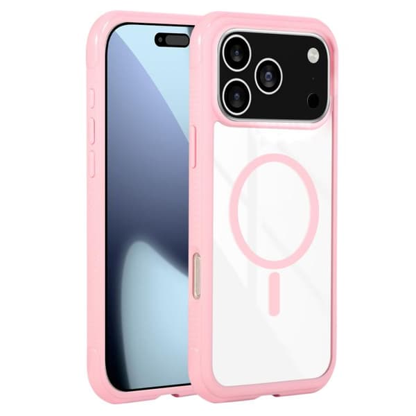 iPhone 18 Pro Max / iPhone 17 Pro Max Skal med Solid Färg och Transparent Kantskydd, MagSafe Magnetisk Rosa