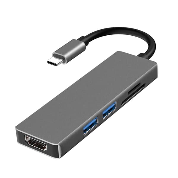 5-i-1 USB-C Hub Adapter: HDMI 4K, 2 USB 3.0 Ports & SD/TF Card Reader