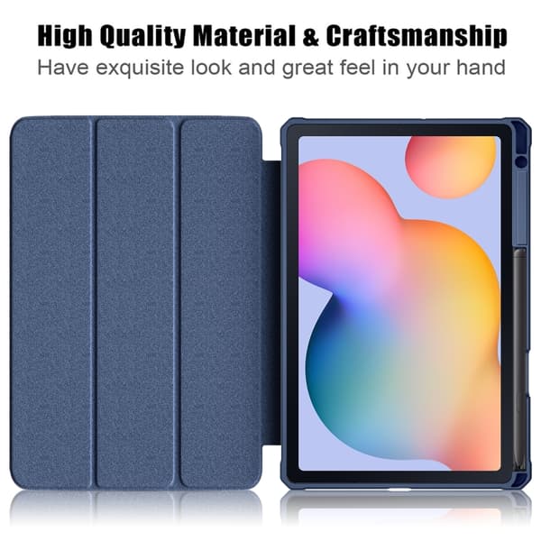 Samsung Galaxy Tab S6 Lite 3-Fold Smart Läderfodral Mörkblå
