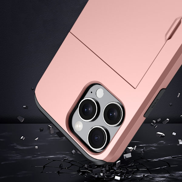 iPhone 16 Pro Max Shockproof Armor Skal med Kortfack Grå