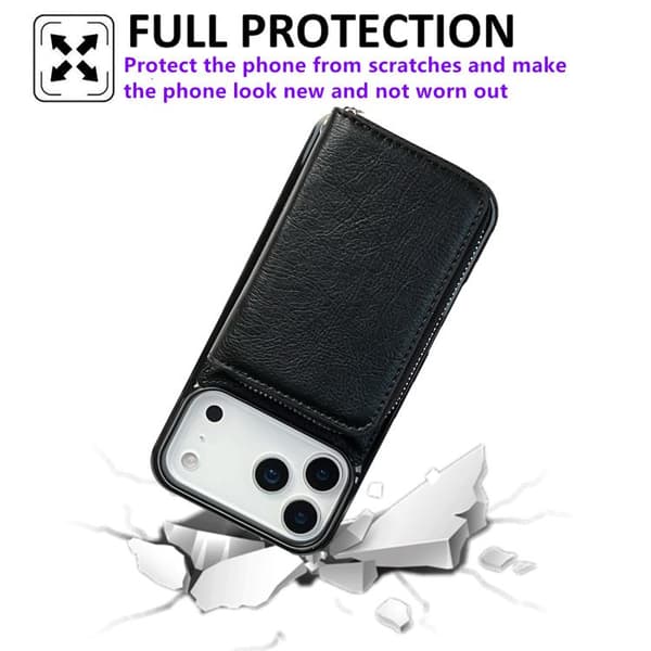 iPhone 18 Pro Max / iPhone 17 Pro Max Skal med Lanyard och 11 Kortfack - Enfärgad Design Svart
