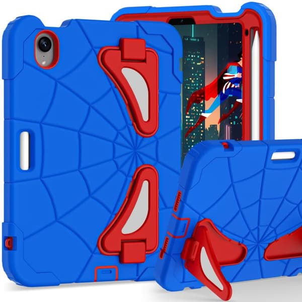 iPad mini 2024 / mini 6 Skal i Silikon + PC Stöttålig Skyddande Tablet Case Blå Röd