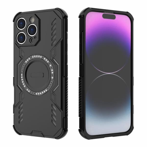 iPhone 16 Pro Max Butterfly Armor MagSafe Magnetisk Ring Stötsäker Skal Svart