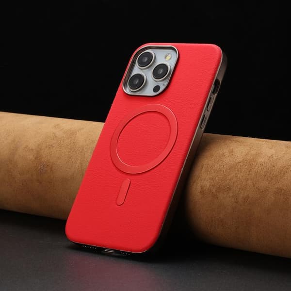 iPhone 16 Pro Solid Color Pläterad MagSafe Full Coverage Skal Röd