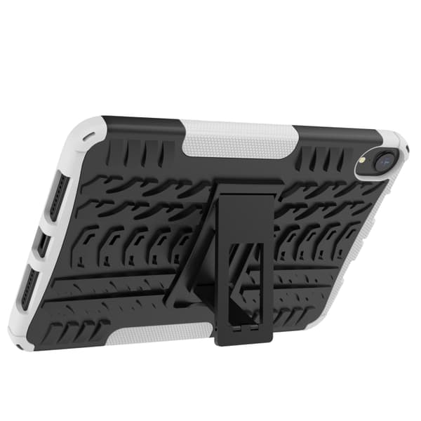 iPad mini 6 / mini 2024 Skal med Däcktextur TPU + PC Stötsäker Tablet Case med Ställning Vit