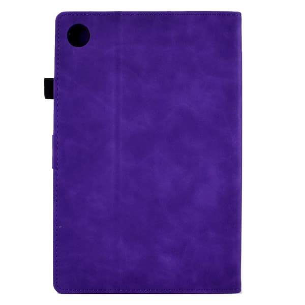 Samsung Galaxy Tab A9 / A11 Prägad Smile Flip Smart Läderfodral Lila