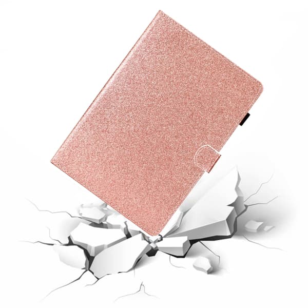 Samsung Galaxy Tab A9 / A11 Glittrig PU Tabletfodral med Sömn/Väckfunktion Roséguld