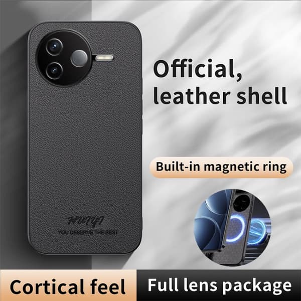 Redmi K80 HUIYI Läder Magnetiskt Mobilskal Brun