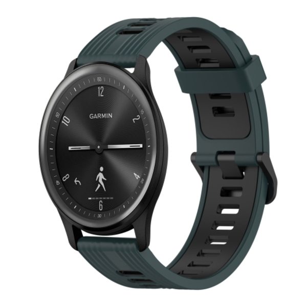 För Garmin Move Sport 20 mm vertikalt mönster tvåfärgat watch Olive Green - Black