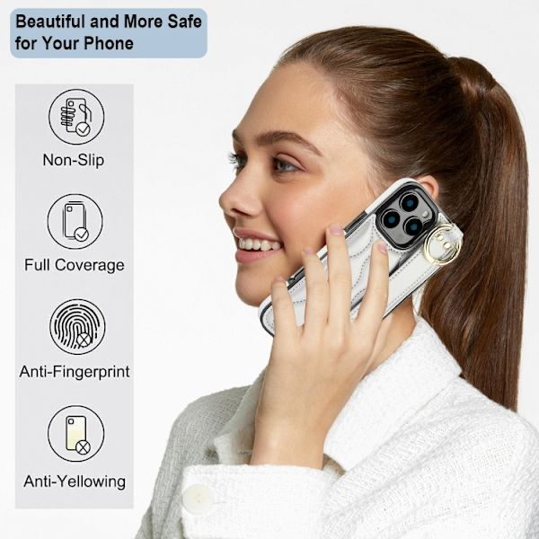 iPhone 16 Pro Max Skal med Handledsrem - Non-slip Full Coverage PU Skydd Silver