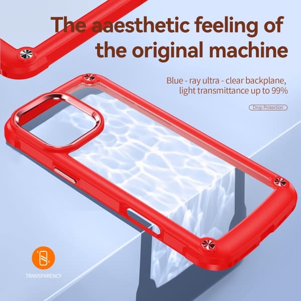 iPhone 16 Pro TPU + PC Linsskydd Skal Röd