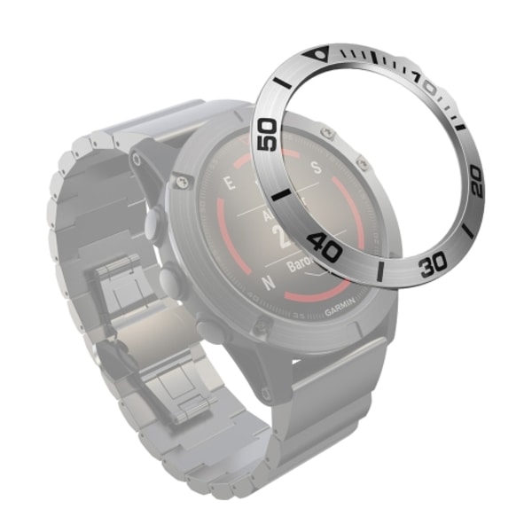 För Garmin Fenix ​​5X/5X Plus Smart Watch Steel Bezel Ring, A Version Silver Ring Black Letter