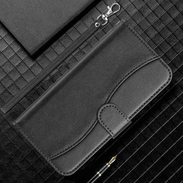 iPhone 18 Pro Max / iPhone 17 Pro Max Skal läderfodral - dubbelvikt S-form Svart