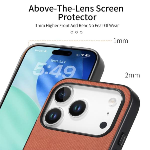 iPhone 18 Pro Max / iPhone 17 Pro Max Twill Fabric Läder Skal Brun