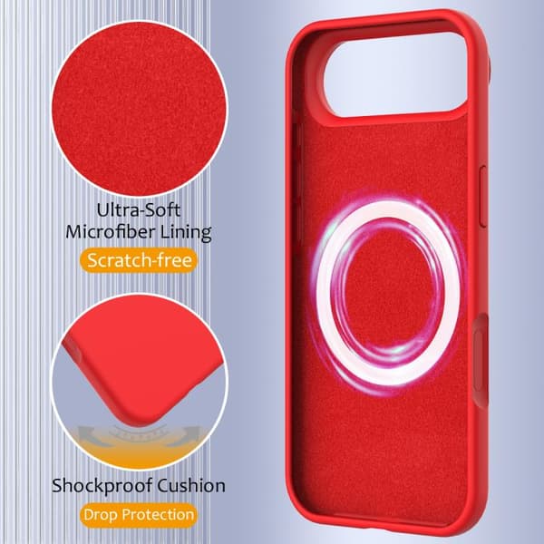 iPhone 17 Air Skal - Shockproof Silikon med MagSafe Röd