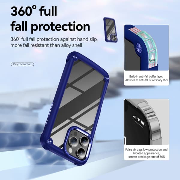 iPhone 16 Pro TPU + PC Linsskydd Skal Blå